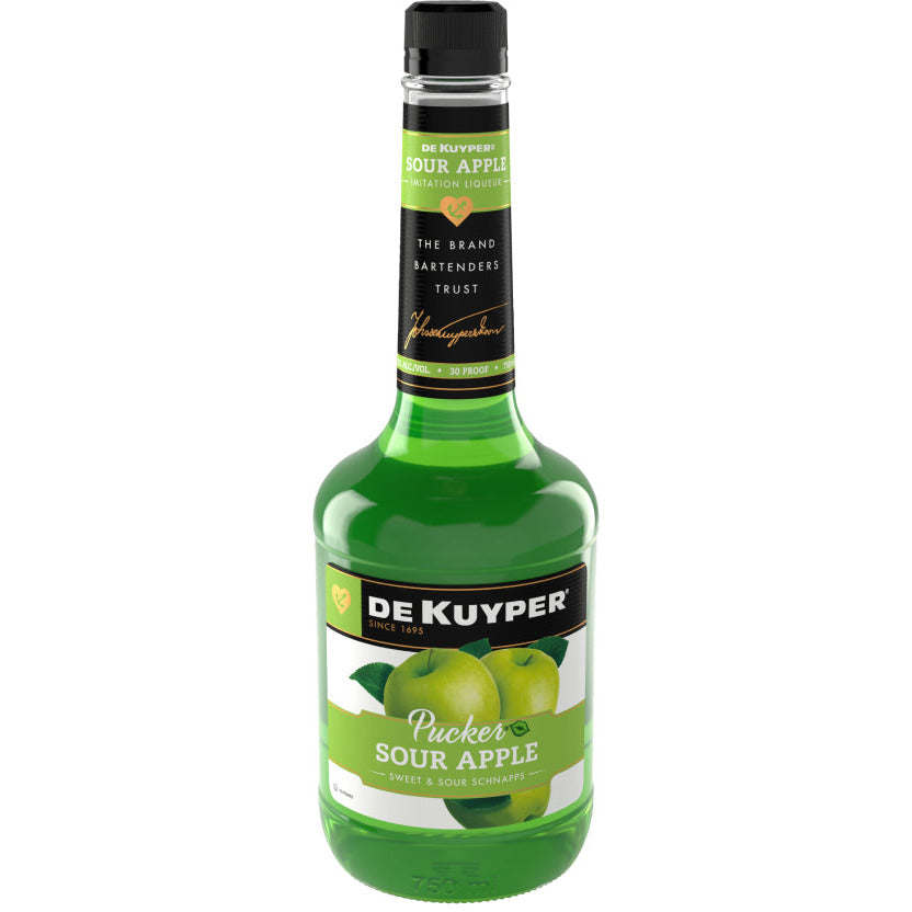 00080686395409_C1C1_en-US1024_s01.jpg DeKuyper Sour Apple Pucker Liqueur 750ml - Image 1