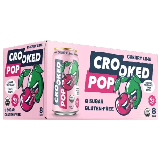 CrookedPopOrganicHardSodaCherryLime.png Crooked Pop Organic Hard Soda Cherry Lime - Image 1