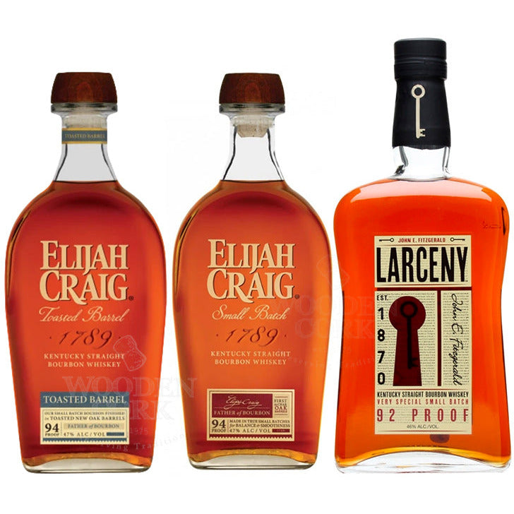 Elijah-Craig-Toast-Barrel-Bourbon-Elijah-Craig-Small-Batch-Bourbon-Larceny-Small-Batch-Bourbon-Bundle.jpg Elijah Craig Toasted Barrel, Elijah Craig Small Batch & Larceny Small Batch Bundle - Image 1