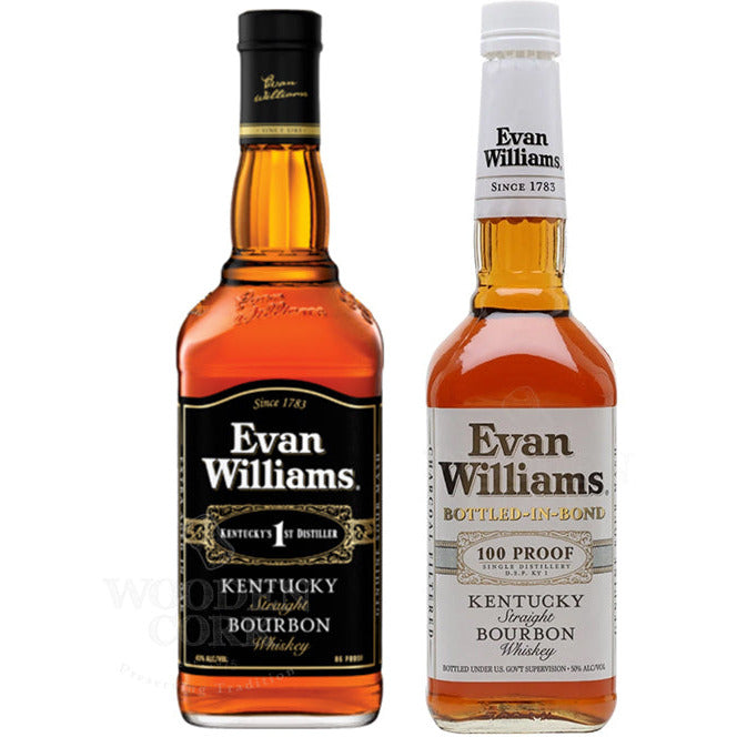 Evan-Williams-Black-Bourbon-Evan-Williams-100-Proof-White-Label-Bourbon.jpg Evan Williams Black Label Bourbon & 100 Proof Bottled In Bond Bundle - Image 1