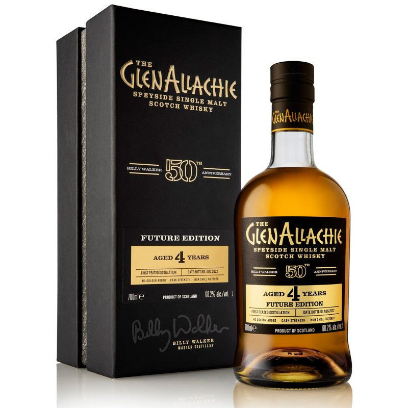 GlenAllachieBillyWalker50thAnniversaryFutureEditionPeated4YearOldScotchWhisky.jpg GlenAllachie Billy Walker 50th Anniversary Future Edition Peated 4 Year Old Scotch Whisky - Image 1