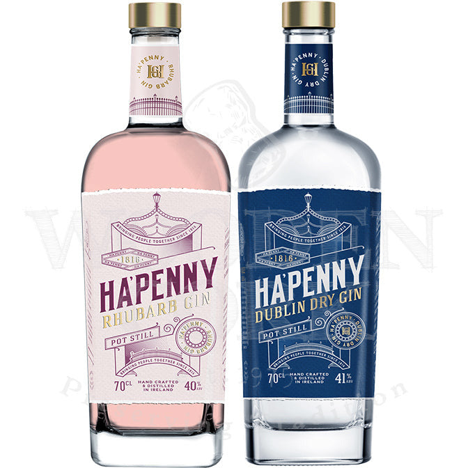 HapennyGins.jpg Ha'Penny Rhubarb & Dublin Dry Gin Bundle - Image 1