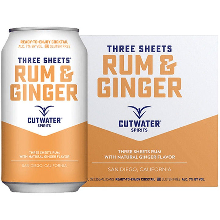 Three-Sheets-Rum-Ginger.jpg Cutwater Rum & Ginger Canned Cocktail - Image 1