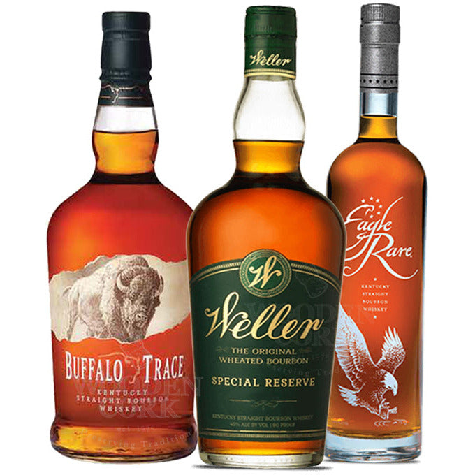 Weller-Special-Reserve-Bourbon-Buffalo-Trace-Bourbon-Eagle-Rare-Bourbon-bundle.jpg W.L. Weller Special Reserve & Eagle Rare 10 Year & Buffalo Trace Bourbon Bundle - Image 1