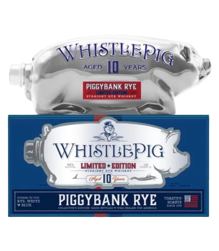 WhistlePig10YearPiggybankRye_White_andBlueLimitedEdition1L.jpg WhistlePig 10 Year Piggybank Rye, White, and Blue Limited Edition 1L - Image 1
