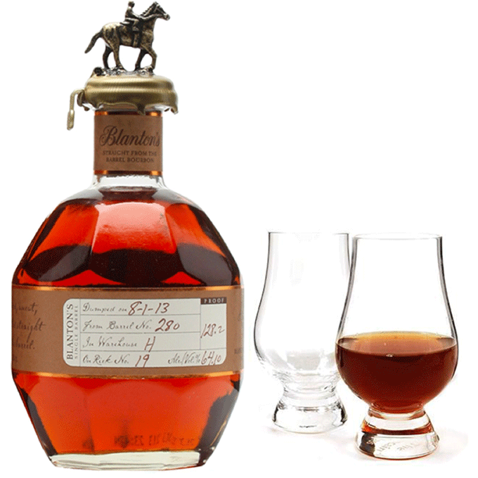 blanton-s-straight-from-the-barrel-bourbon-with-glencairn-glass-set-1105963844.png Blanton's Straight From the Barrel Bourbon with Glencairn Glass Set - Image 1
