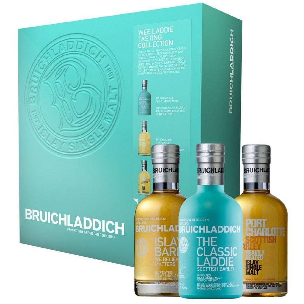 bruichladdich-wee-laddie-tasting-collection-with-bottles-v1_1400x_0f809fb2-81a7-4bdc-a3d1-ea22bbf7e341.jpg Bruichladdich Wee Laddie Pack Classic Laddie, Islay Barley, Port Charlotte Scottish Barley - Image 1