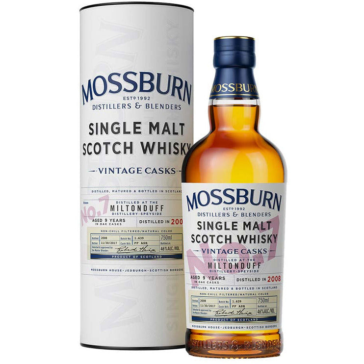 mossburn-single-malt-scotch-miltonduff-distillery-vintage-casks-no-7.jpg Mossburn Single Malt Scotch Miltonduff Distillery Vintage Casks No. 7 9 Yr - Image 1